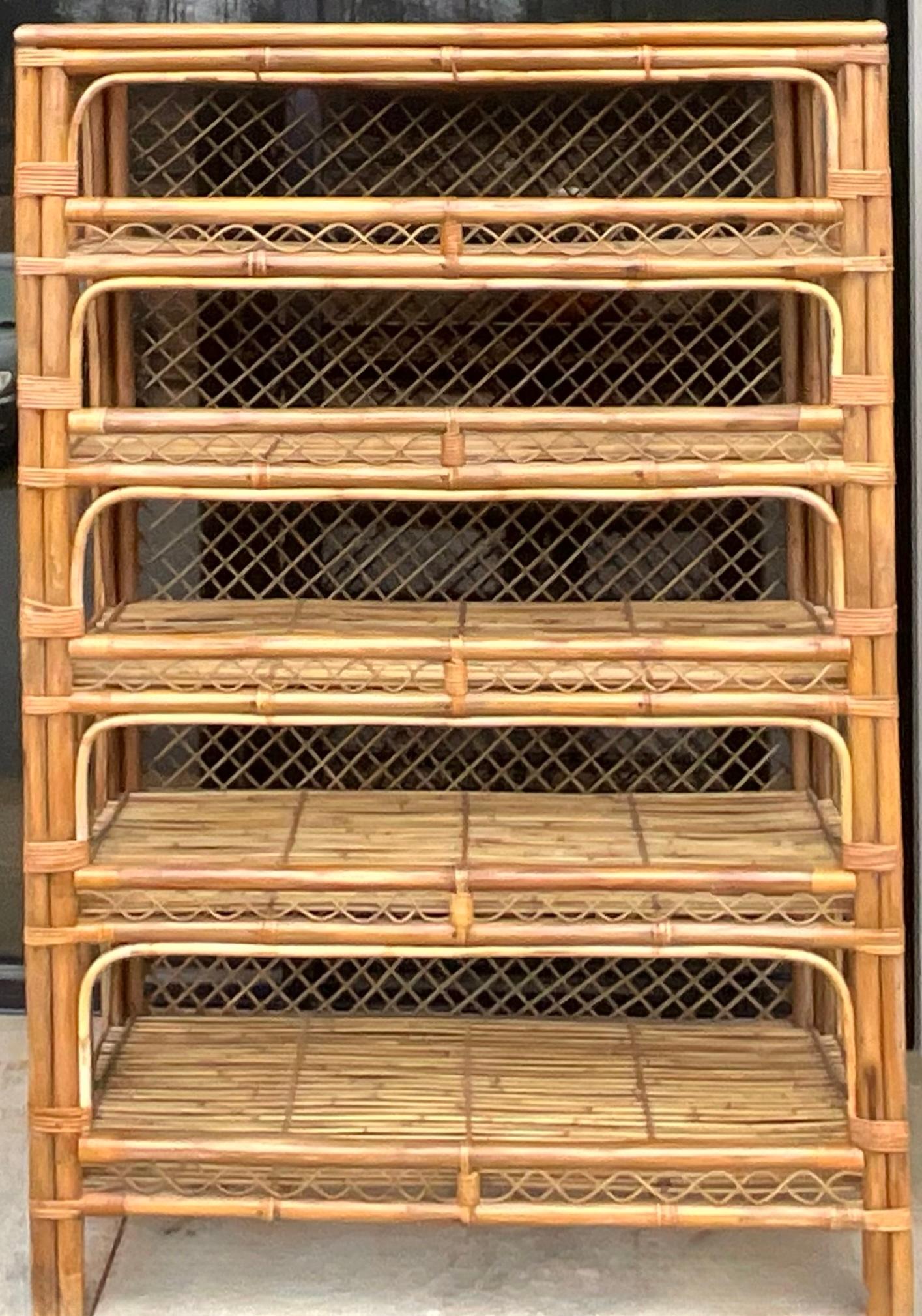 Philippine Mid-Century Organic Modern Coastal Style Bamboo Shelves / Etageres - Pair  For Sale