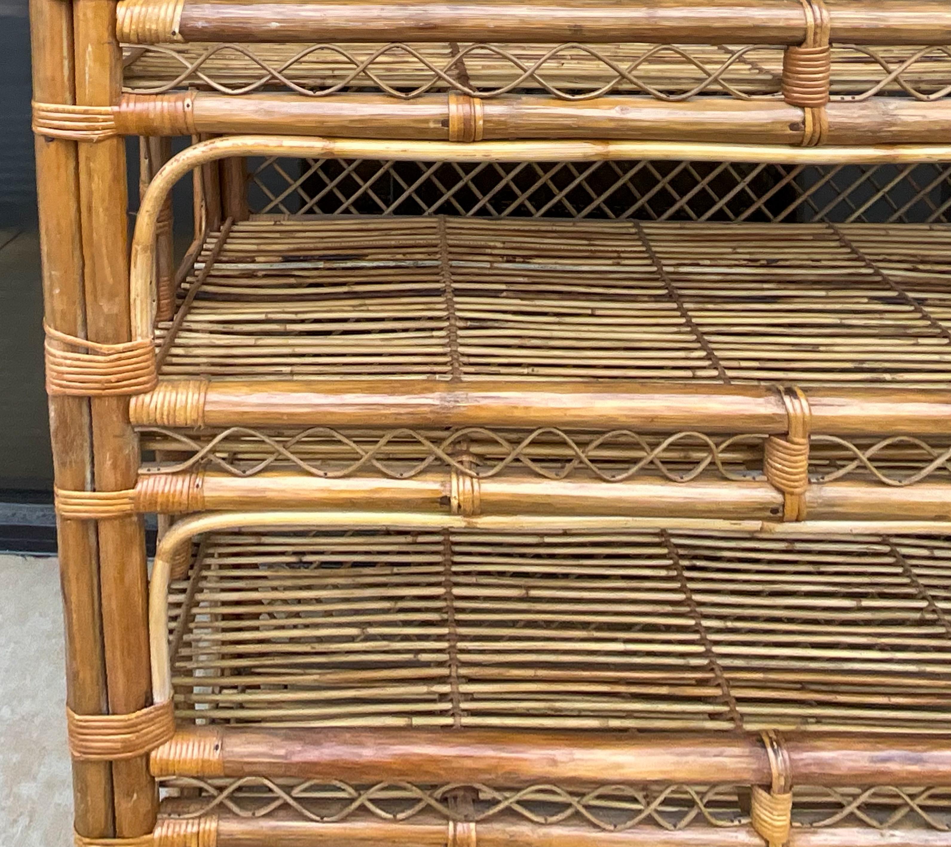 Mid-Century Organic Modern Coastal Style Bamboo Shelves / Etageres - Pair  For Sale 4
