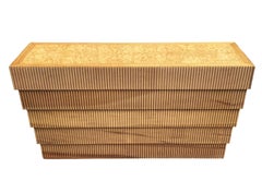 Mid Century Organic Modern Faux Bamboo and Burl Console Table or Sofa Table