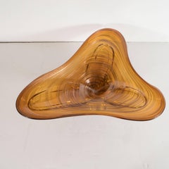 Midcentury Organic Modern Handblown Murano Bowl with 24 Karat Gold Flecks