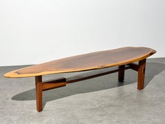 Mid Century Organic Modern Live Edge Coffee Table American Studio Craft 1970s