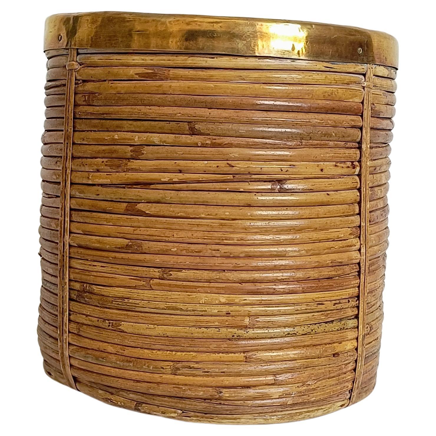 Mid-Century Organic Modern Planter with Brass Rim, c. 1960s
