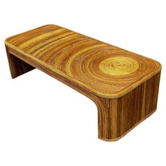 Mesa de centro de bambú con forma de lápiz, orgánica y moderna de mediados de siglo