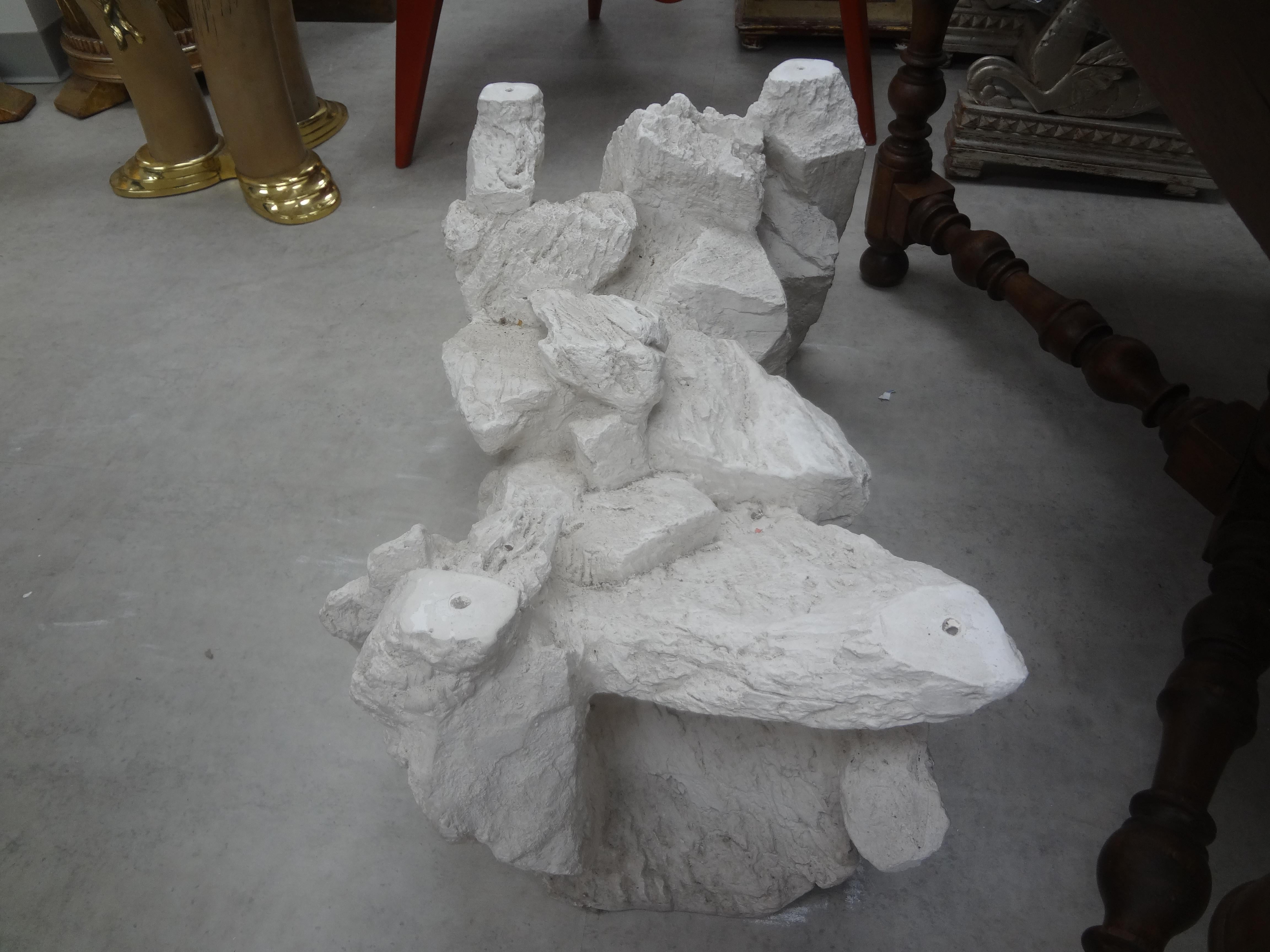 Midcentury Organic Modern Plaster Faux Rock Table Base Attributed to Sirmos For Sale 2