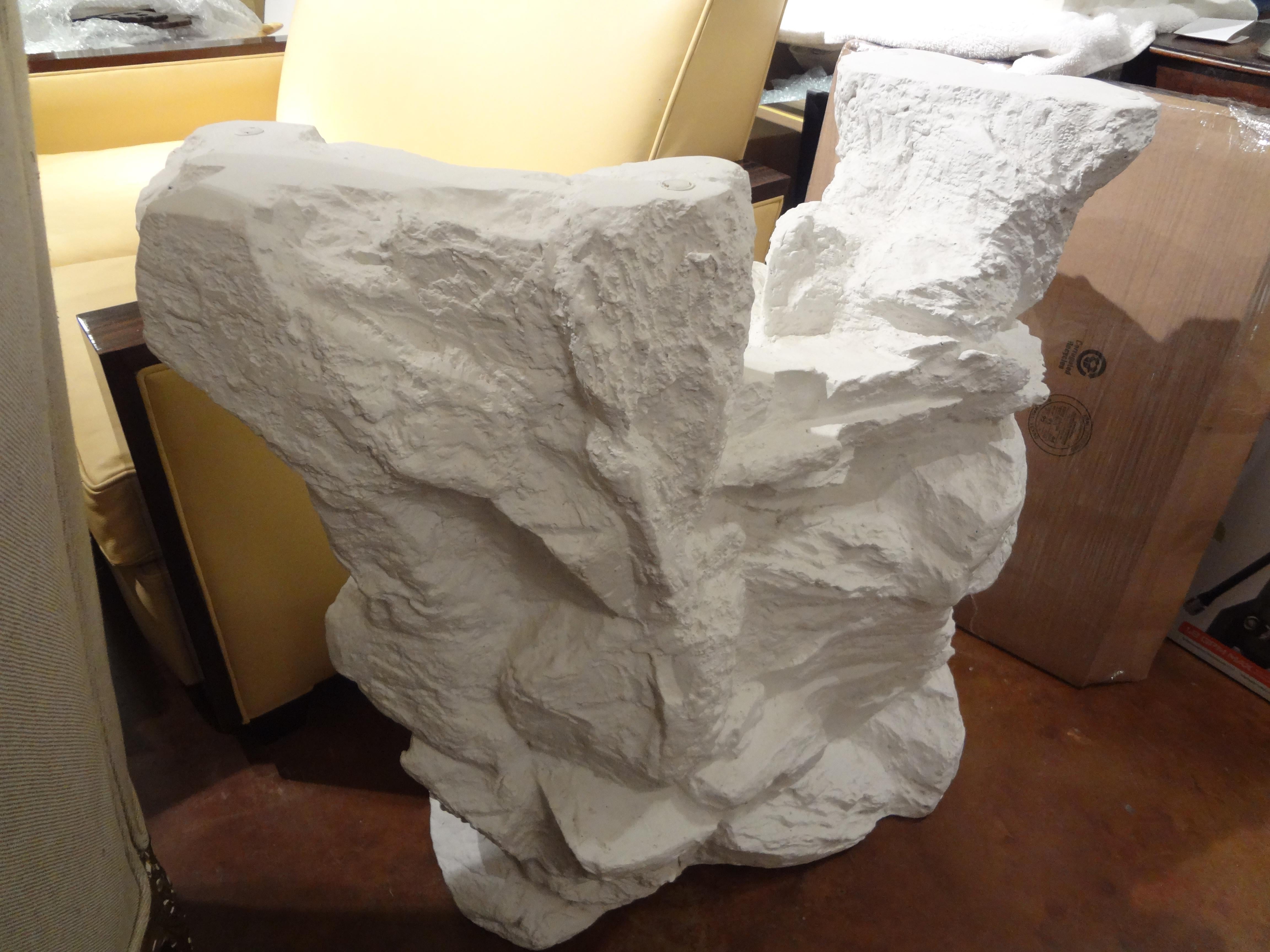 Midcentury Organic Modern Plaster Faux Rock Table Base 1