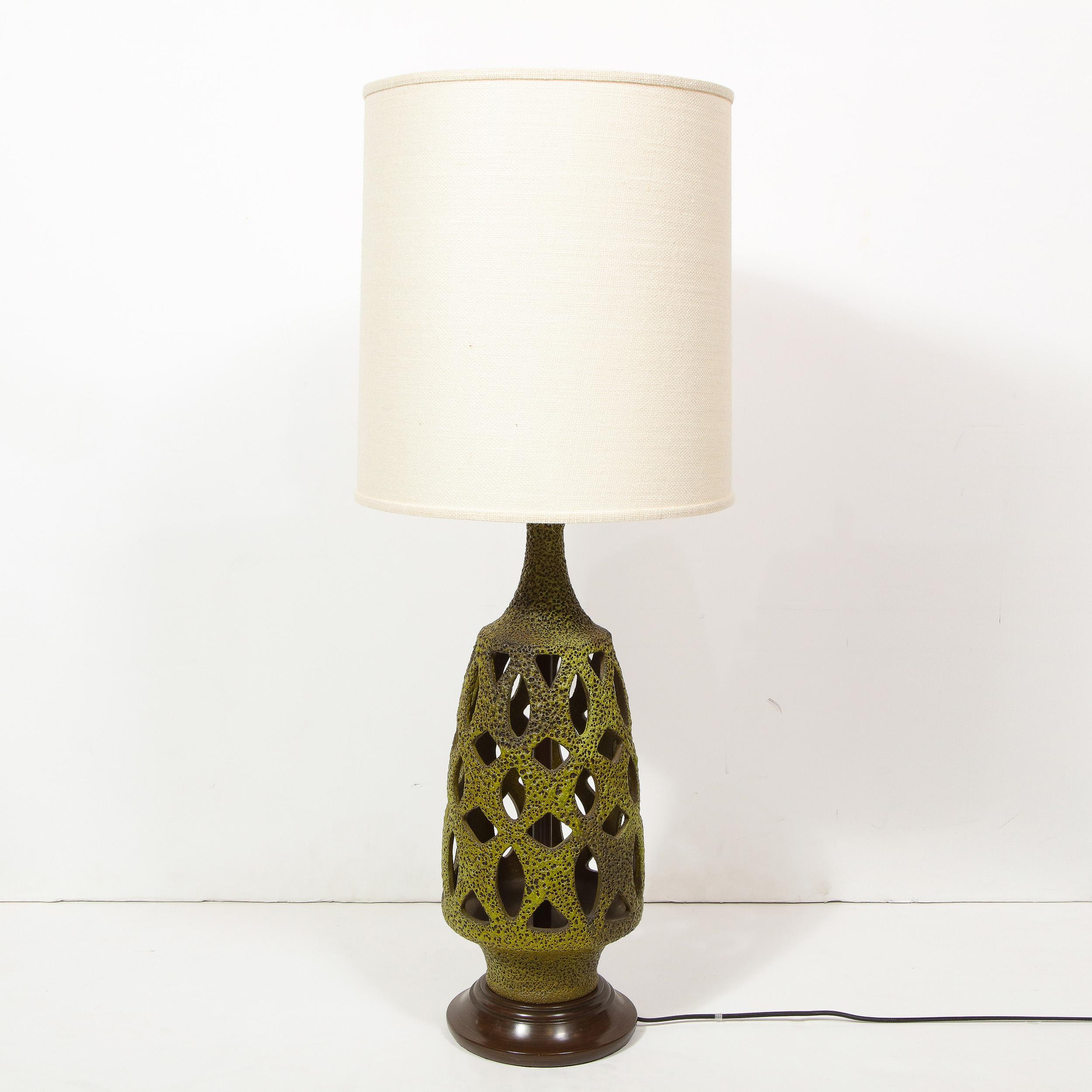 American Midcentury Organic Modern Sculptural Latticework Table Lamp