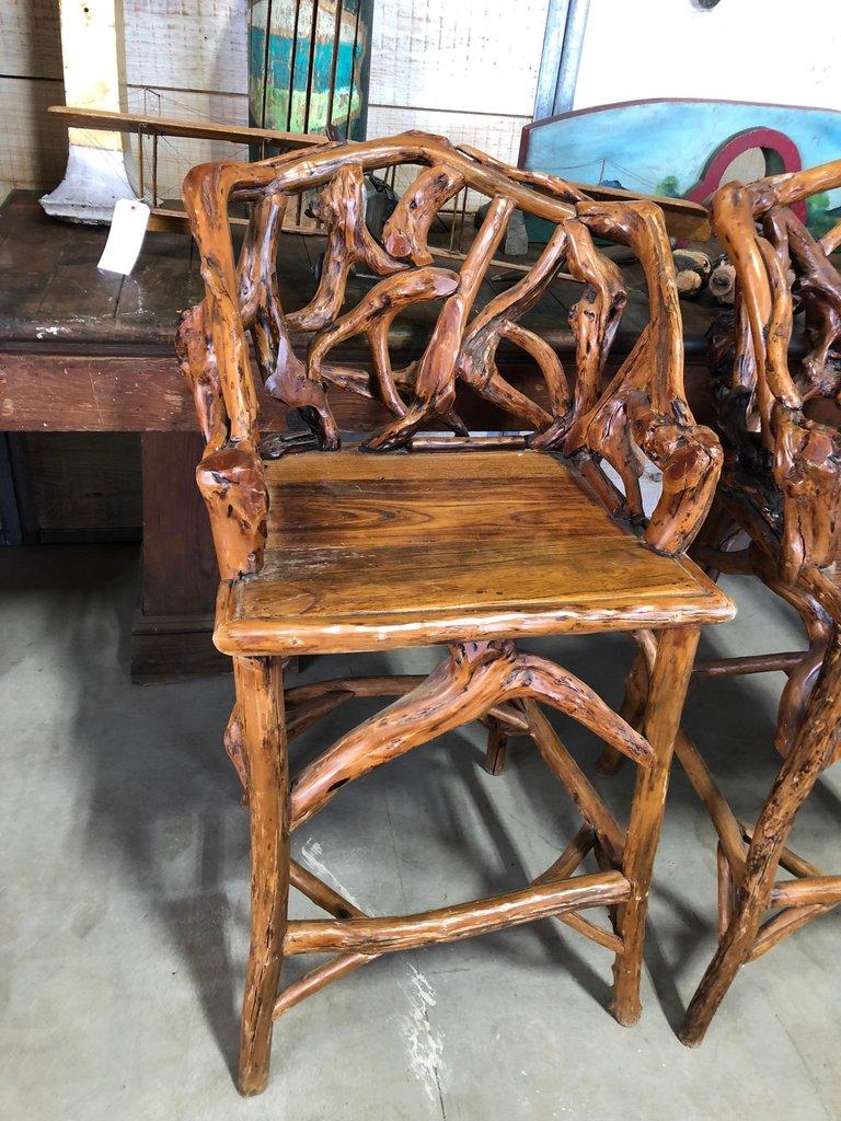 Mid-Century Organic Modern Wood Bar Stools, Set of 4 at 1stDibs