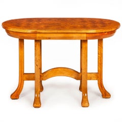 Mid-Century Organic Modernist Parquetry-Inlaid Birch Center Table