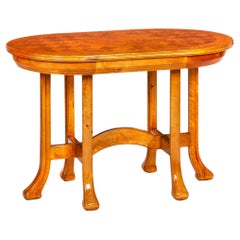 Table centrale en bouleau incrusté de marqueterie Organic Modernist Mid-Century