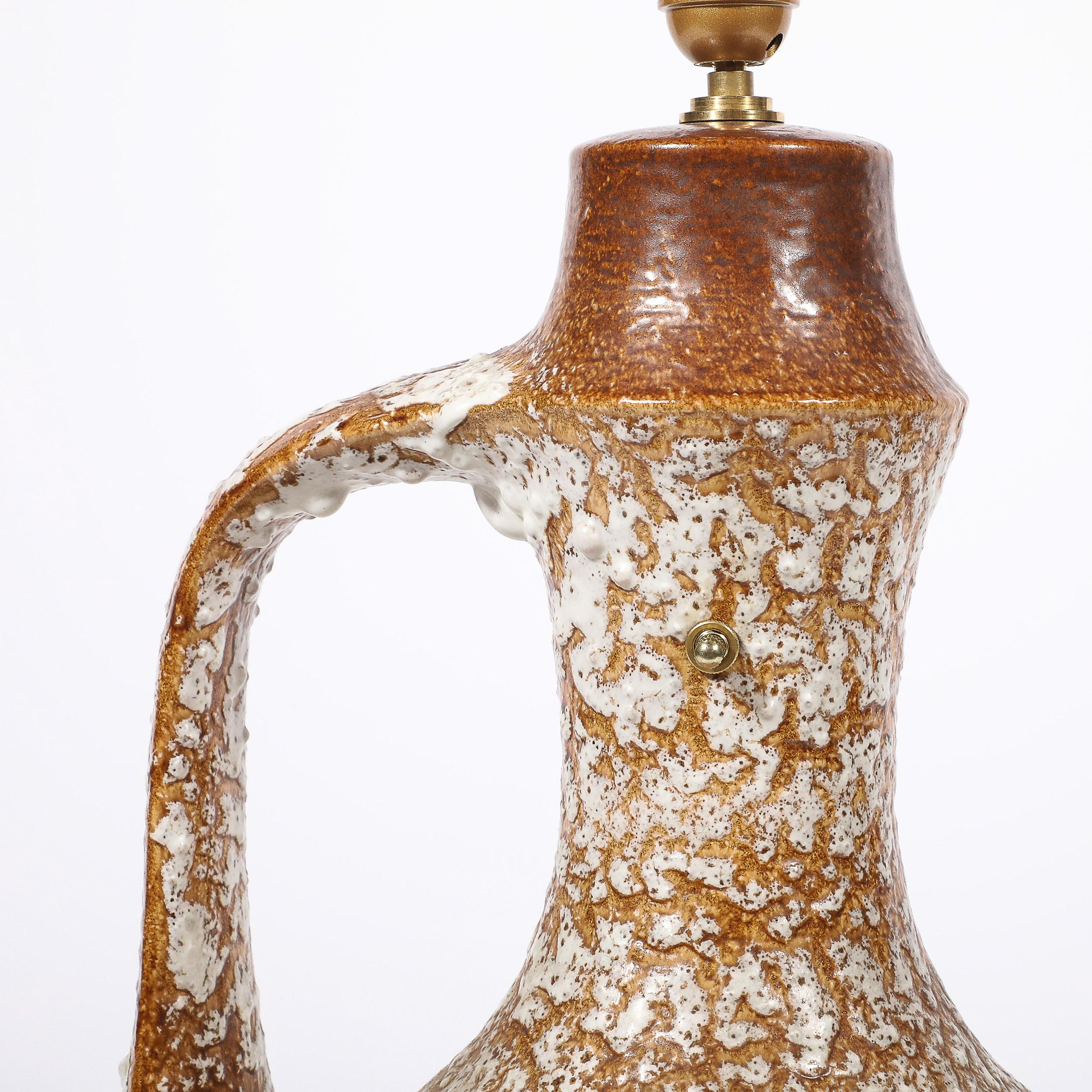 Mid-Century Organic Pitcher Form Ceramic Table Lamp with Illuminated Cutouts For Sale 8