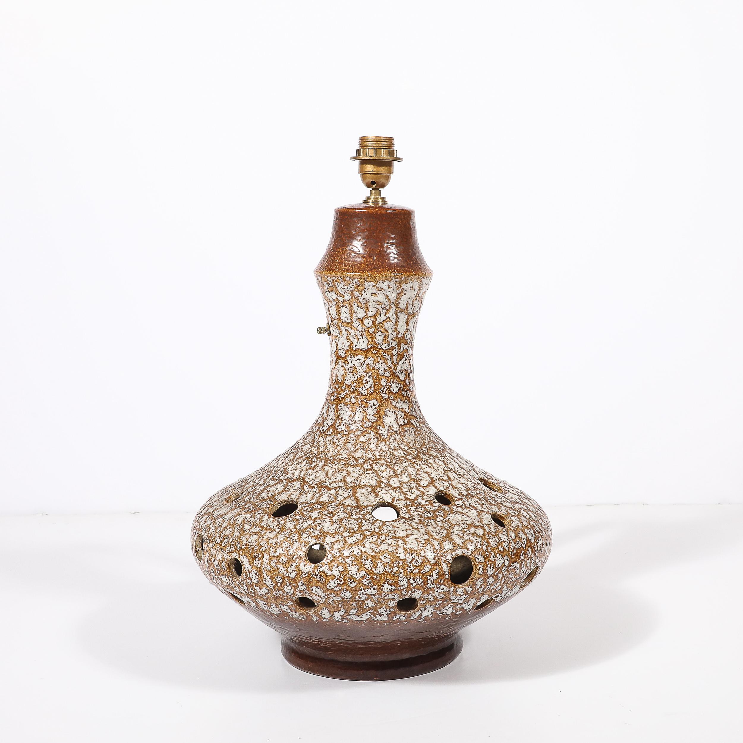 Mid-Century Organic Pitcher Form Ceramic Table Lamp with Illuminated Cutouts For Sale 10