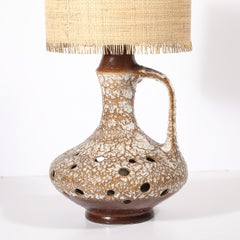 Mid-Century Organic Pitcher Form Ceramic Table Lamp with Illuminated Cutouts