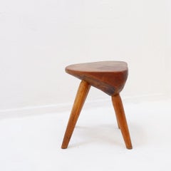 Mid-Century Organic sculpted vintage stool – Solid wood 1960s