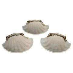Retro Mid-century Organic Shell Shaped Small Bowls Plates, Set of 3