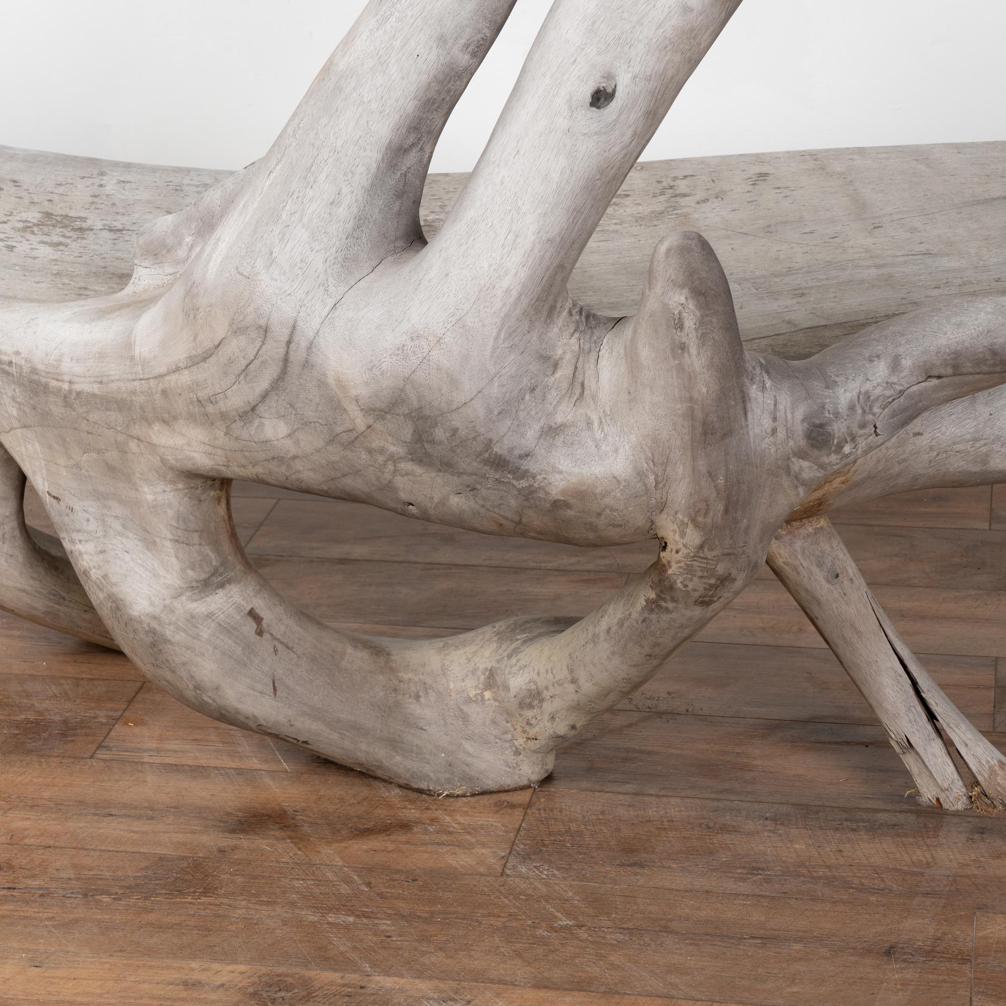 Mid Century Organic Teak Root Large Bench For Sale 7
