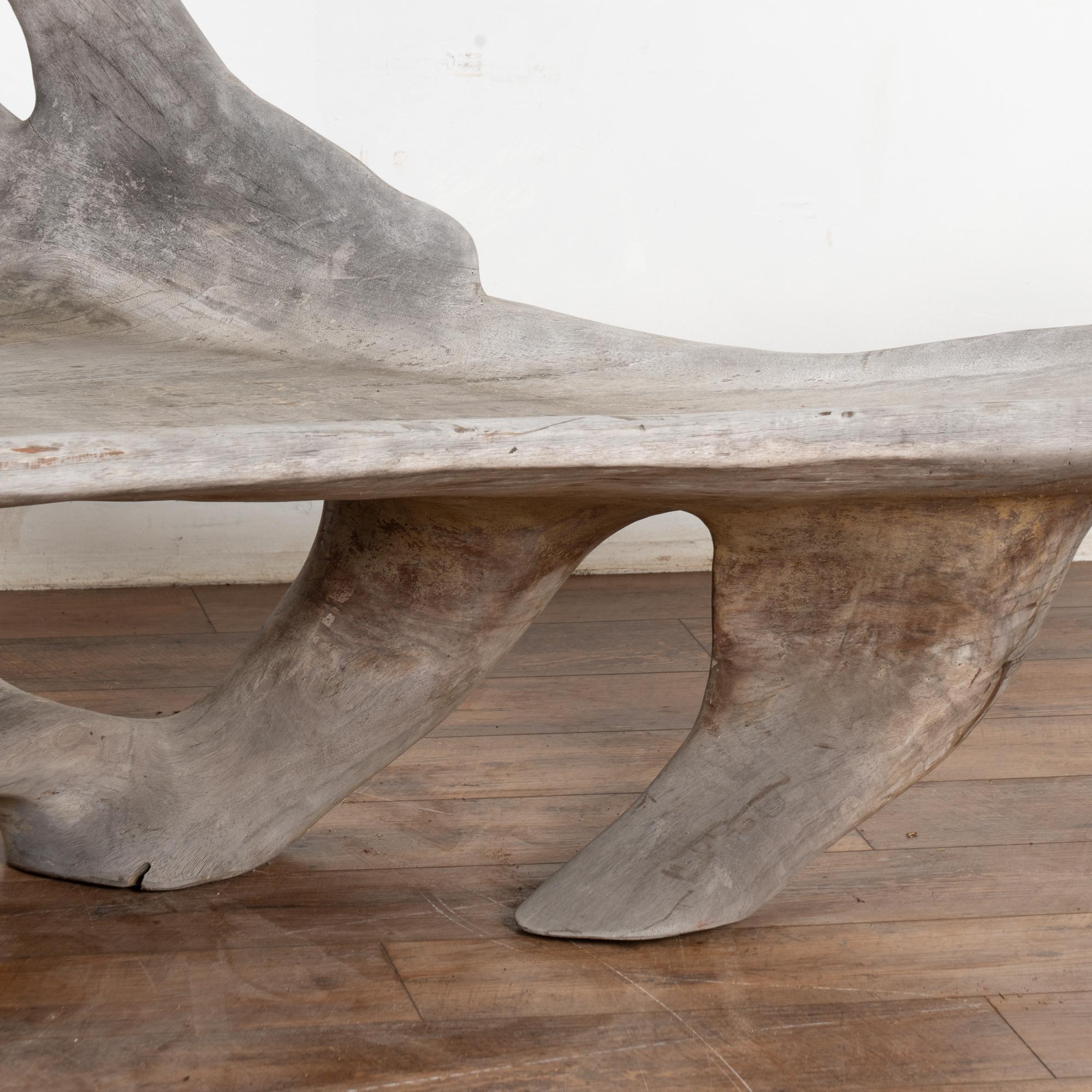 Mid Century Organic Teak Root Large Bench For Sale 2