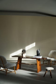 Mesa de centro Wabi Sabi escandinava de madera orgánica de mediados de siglo, fabricada en los años 60