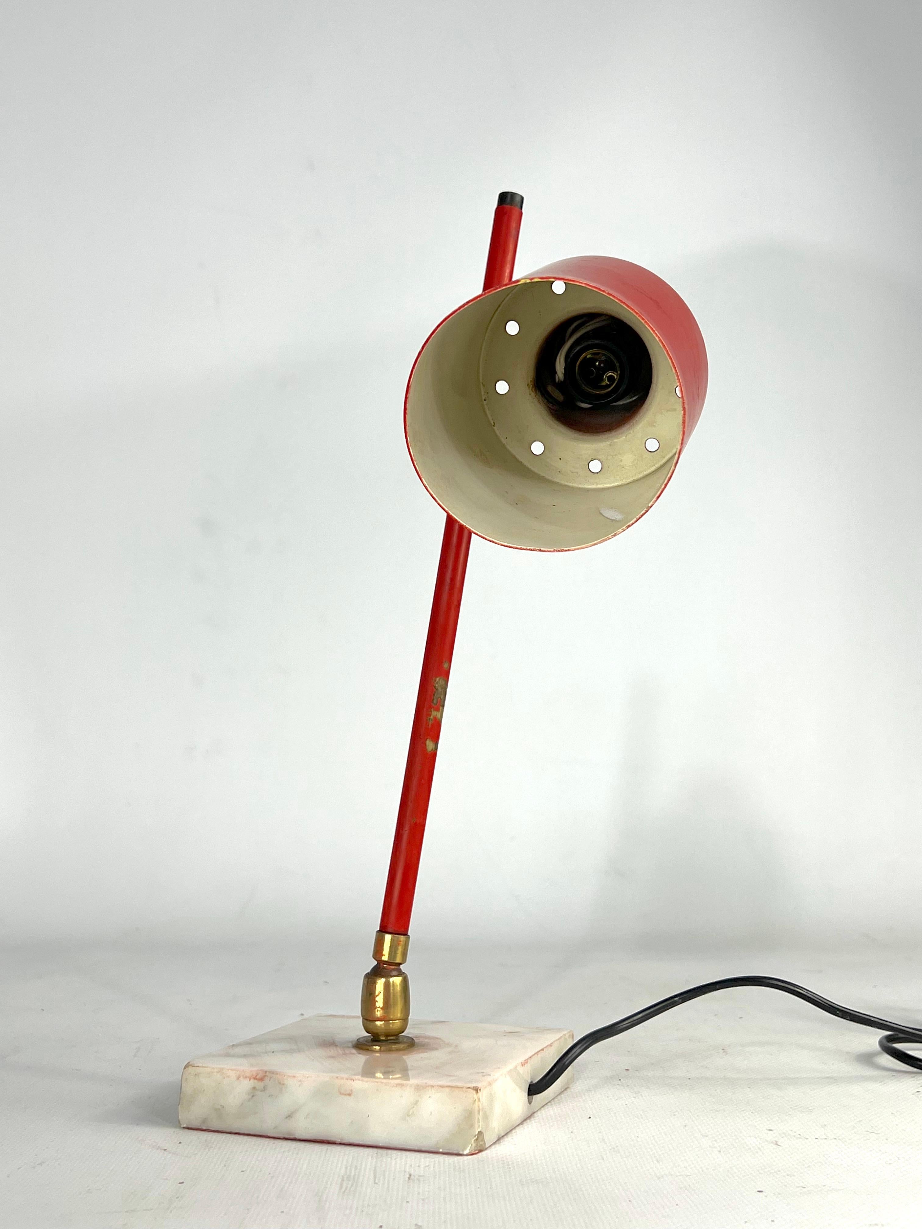 Brass Mid-Century Orientable Stilux Milano Table Lamp from 50s For Sale