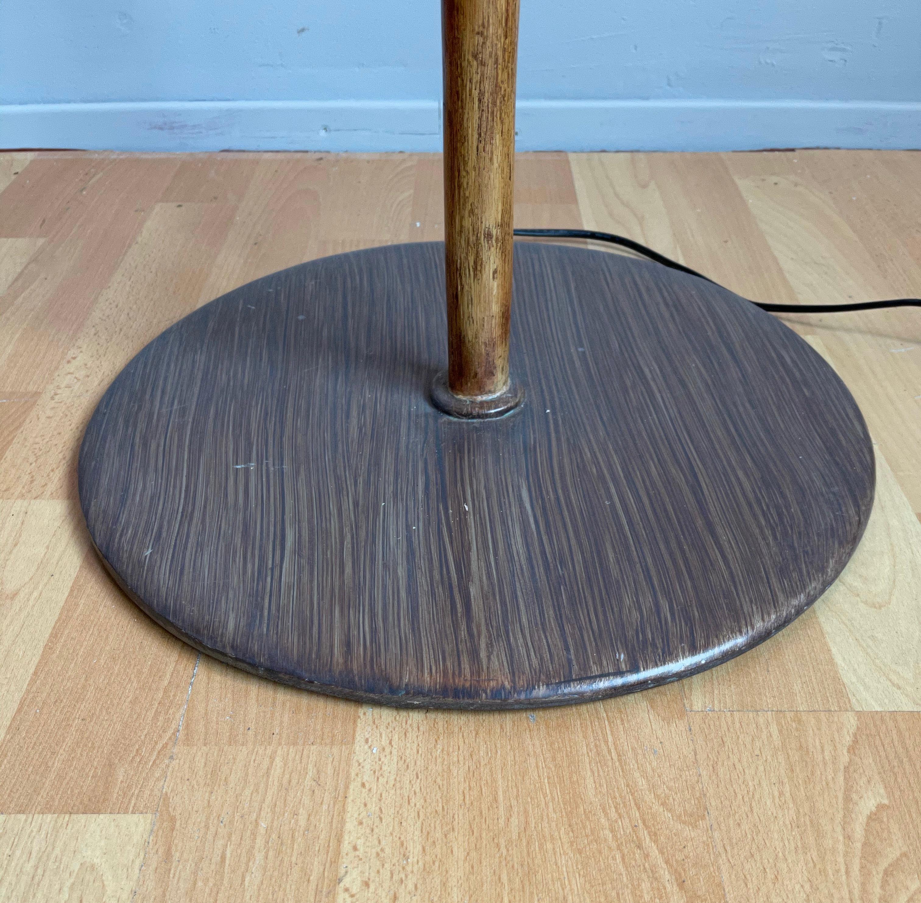 Mid-Century Oriental Design Bamboo and Metal Floor Lamp with Conical Rope Shade 6