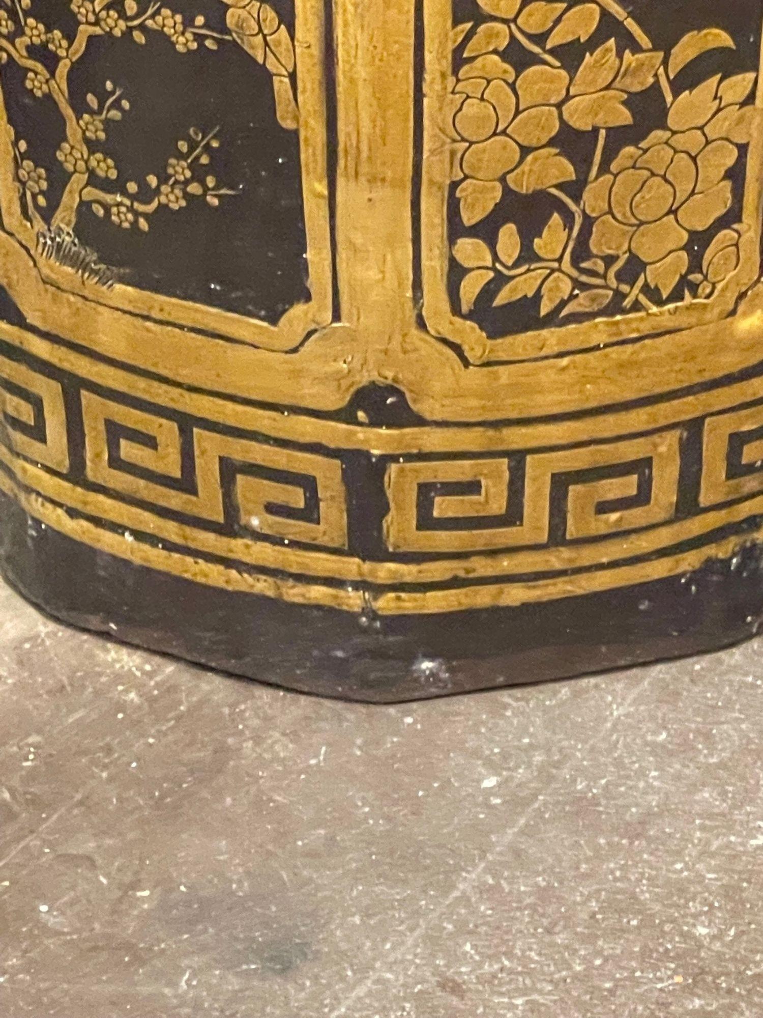 Contemporary Mid-Century Oriental Glazed Planter with Greek Key Motif