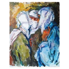 Mid Century Orientalist American Oriental Oil Painting Signed