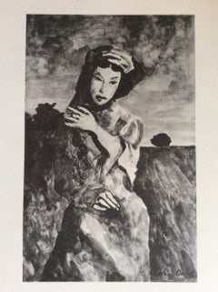 Midcentury Original "Anne De Francony Galerie" Portrait Poster by Roland Oublot