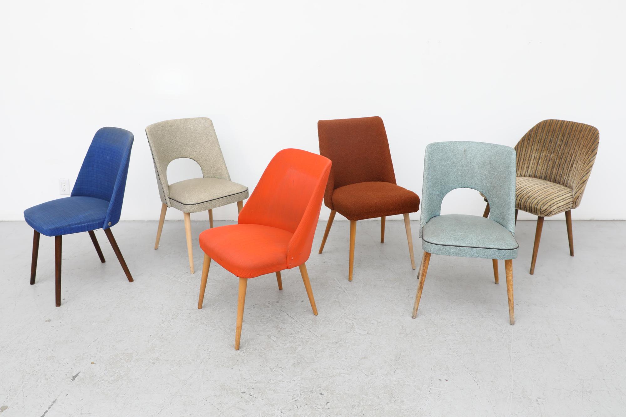 Mid-Century Modern Chaises de cocktail multicolores assorties d'origine du milieu du siècle dernier en vente