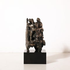 Sculpture originale en bronze du milieu du siècle, Figures dans la danse de la Hora, signée Chaim Gross