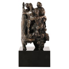 Sculpture originale en bronze du milieu du siècle, Figures dans la danse de la Hora, signée Chaim Gross