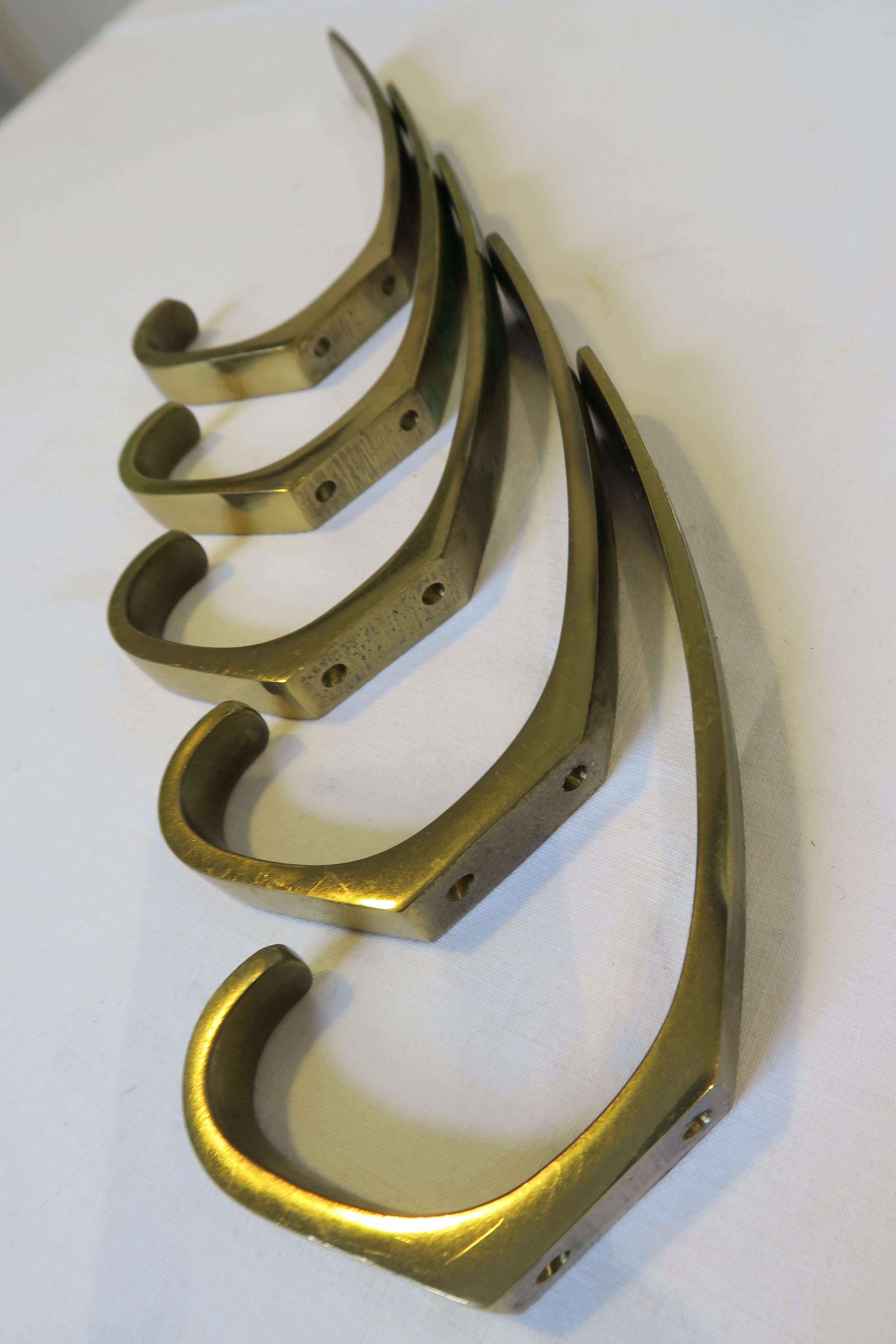 Hand-Crafted Austrian heavy brass Coat Hooks 1960 by Herta Baller