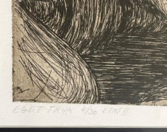 Mid-Century Original Charcoal Pencil Drawing Framed Signed