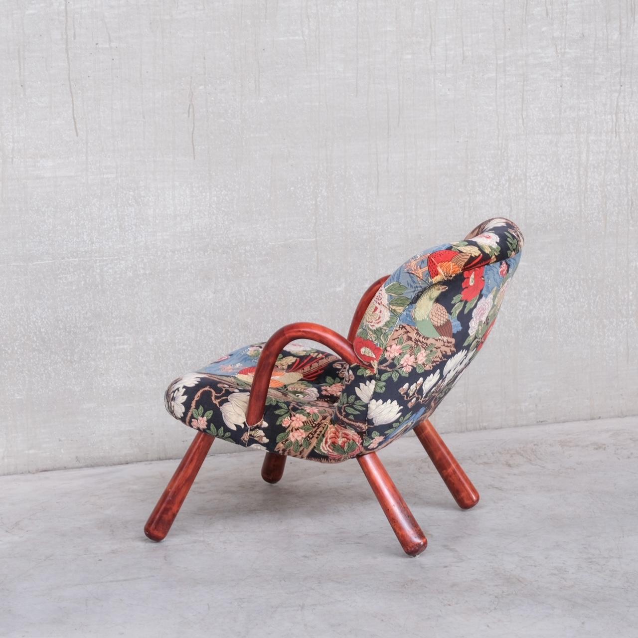Mid-Century Original Danish Clam Chair attr. to Arnold Madsen For Sale 1