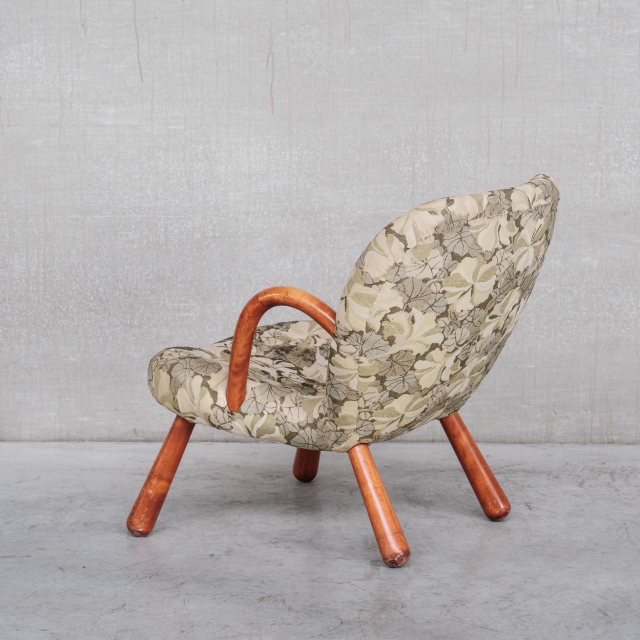 Mid-Century Original Danish Clam Chair Attr. to Arnold Madsen For Sale 1