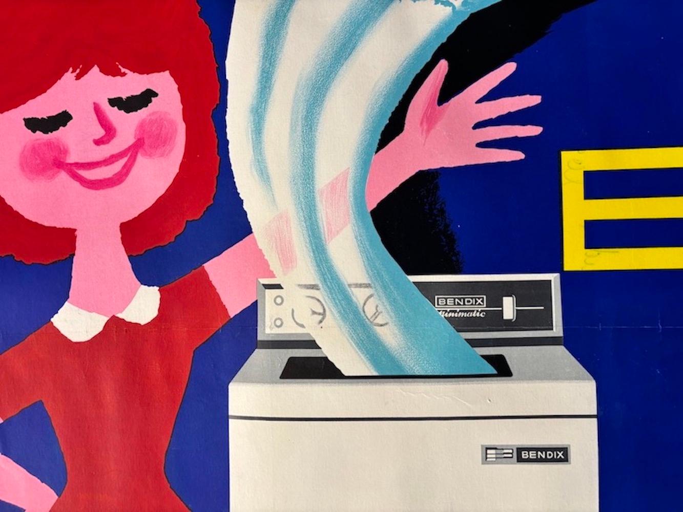 Mid-Century Original French Advertising Poster, 'BENDIX' by H. MORVAN, 1965 In Good Condition For Sale In Melbourne, Victoria