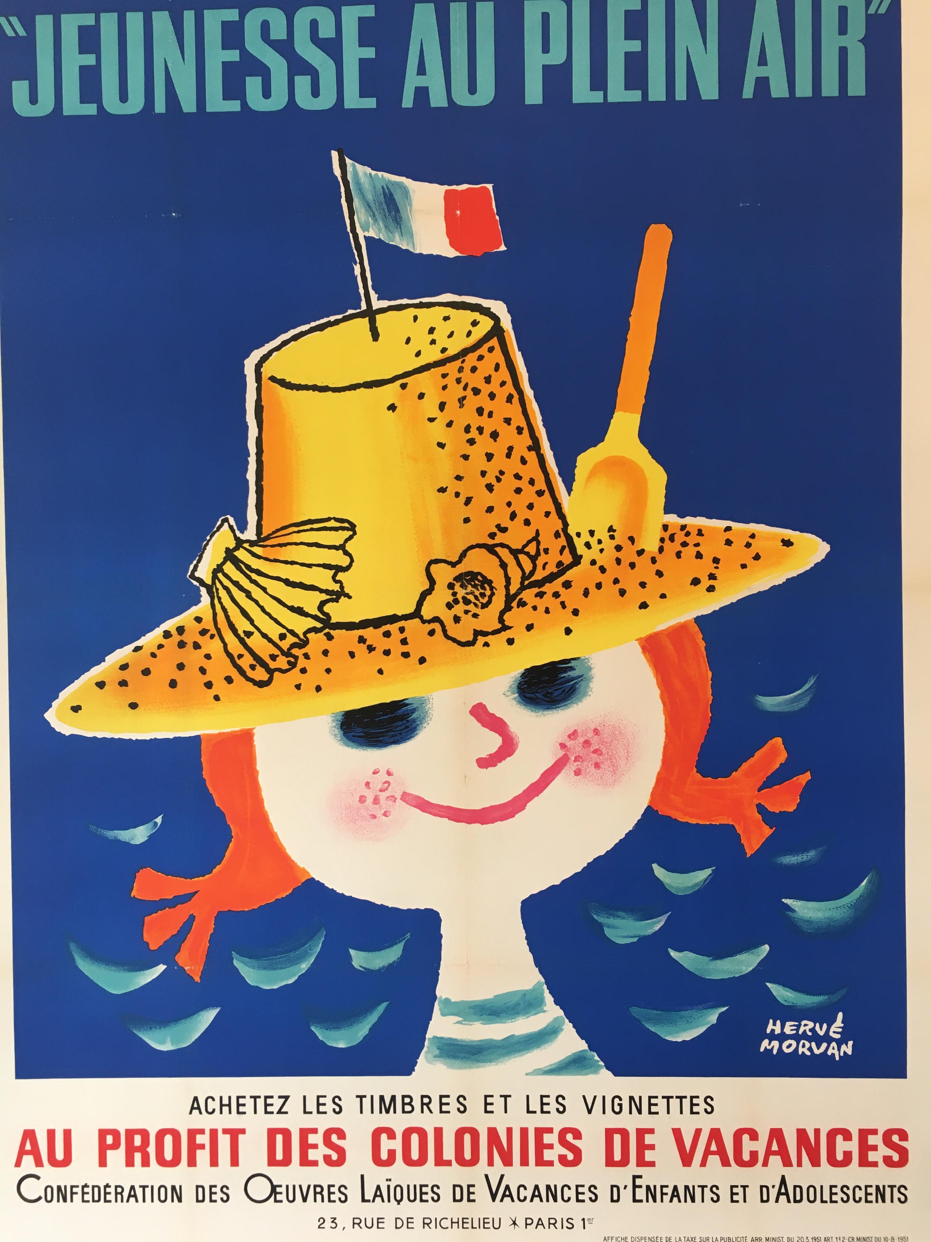 Mid-Century Original French Vintage Poster, 'Jeunesse Au Plein Air' by H. Morvan In Excellent Condition In Melbourne, Victoria