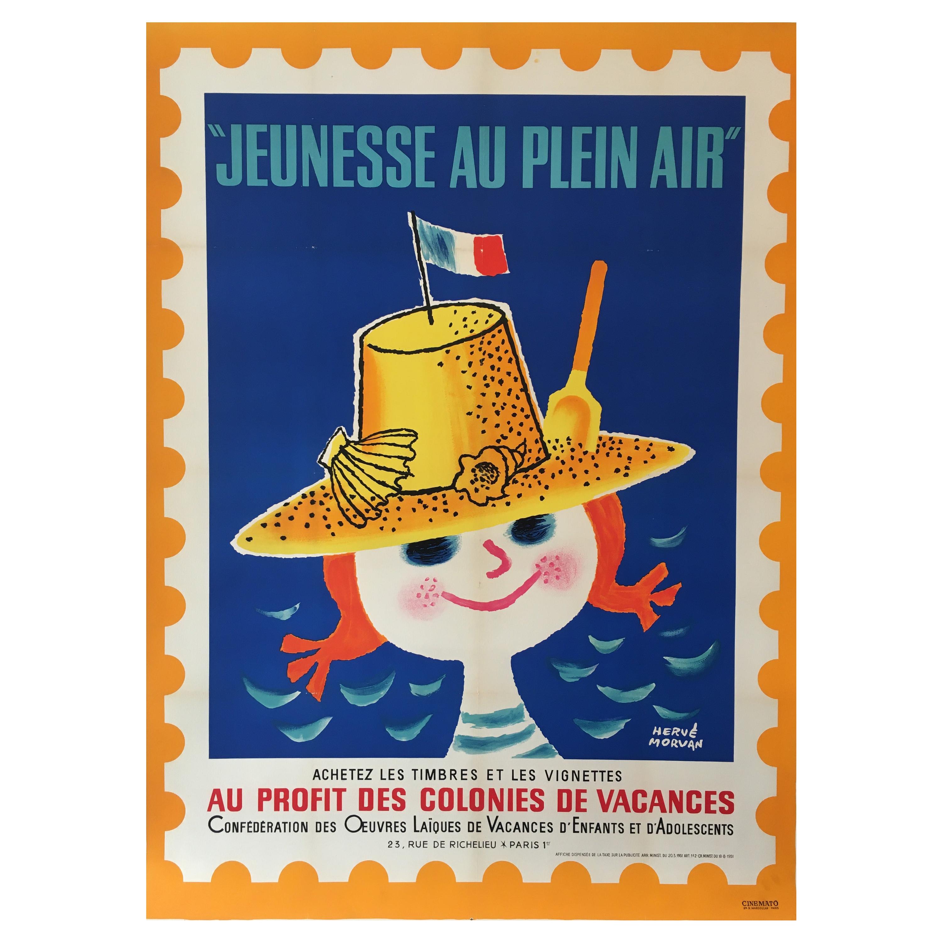 Mid-Century Original French Vintage Poster, 'Jeunesse Au Plein Air' by H. Morvan