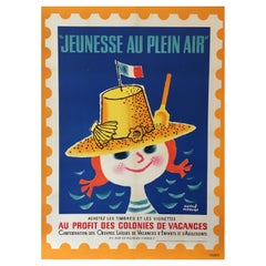 Affiche vintage française d'origine du milieu du siècle dernier, « Jeannesse au plein air » par H. Morvan