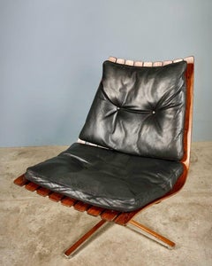 Mid Century Original Georg Eknes Hans Brattrud Scandia Rosewood Swivel Chair MCM