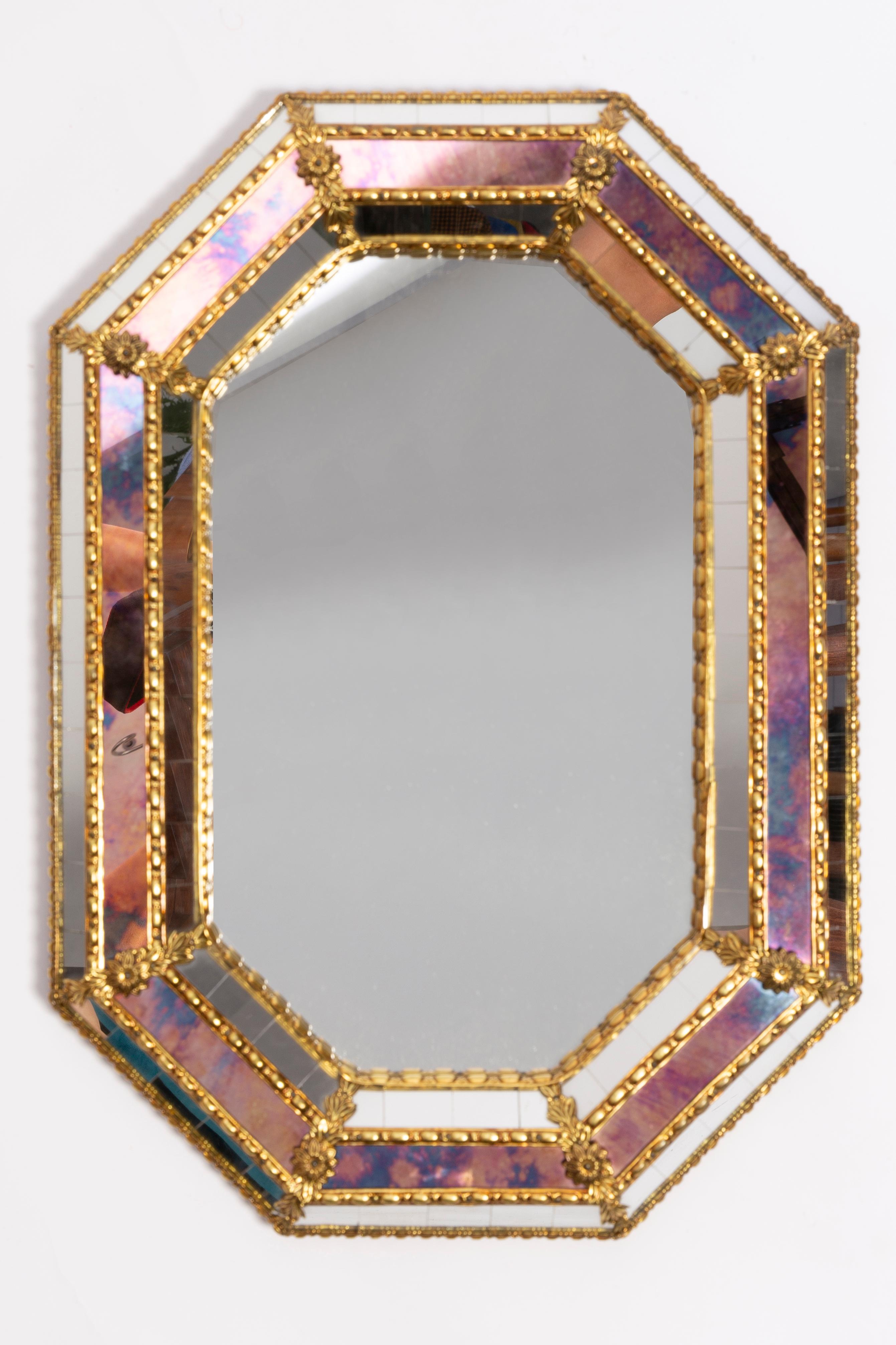 Original-Spiegel aus der Mitte des Jahrhunderts mit dekorativem Metallrahmen, Italien, 1980er Jahre (Moderne der Mitte des Jahrhunderts) im Angebot