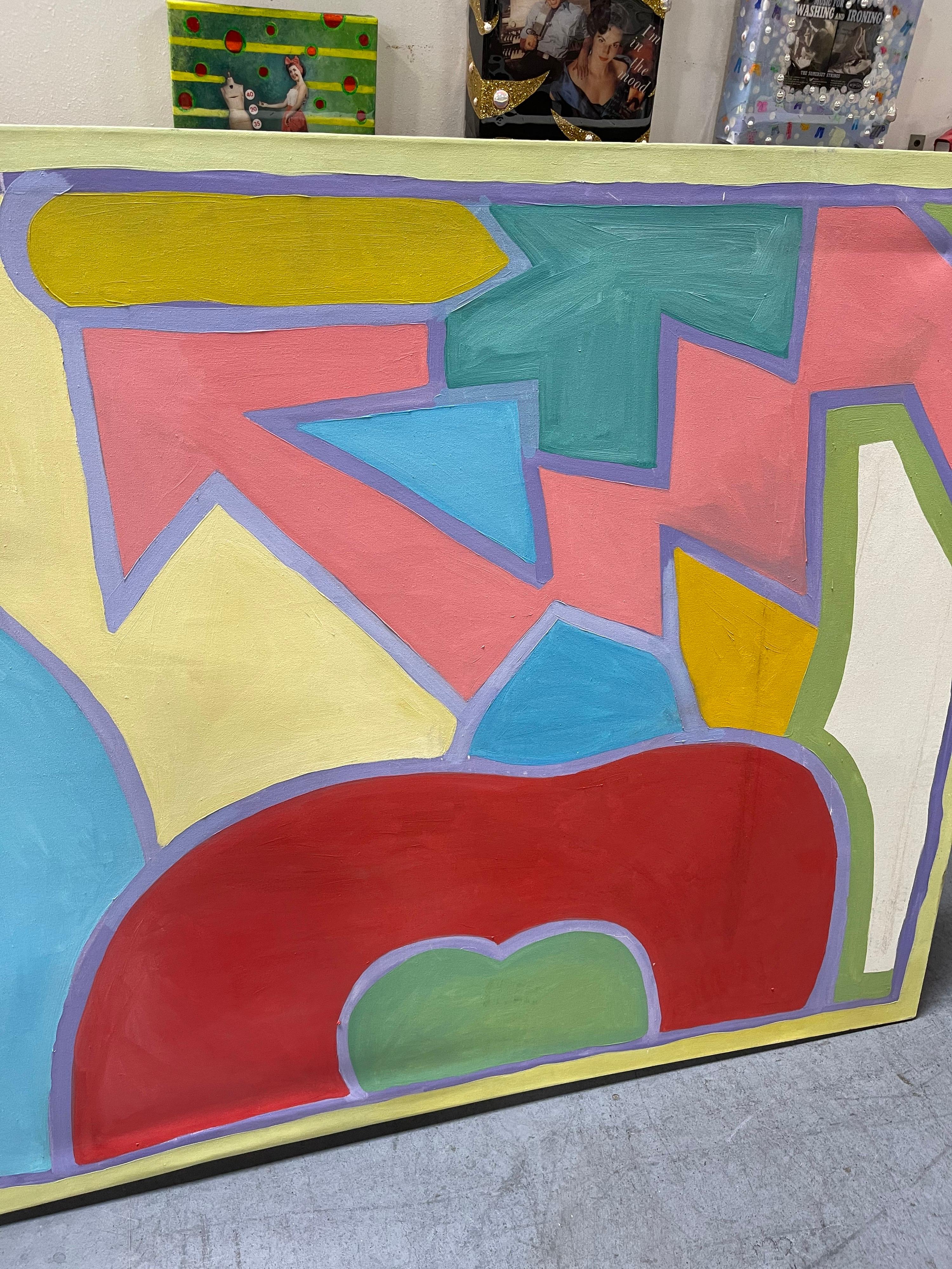 Mid-Century Original Oil on Canvas Abstract Painting by Patricia Sloane In Good Condition For Sale In San Diego, CA