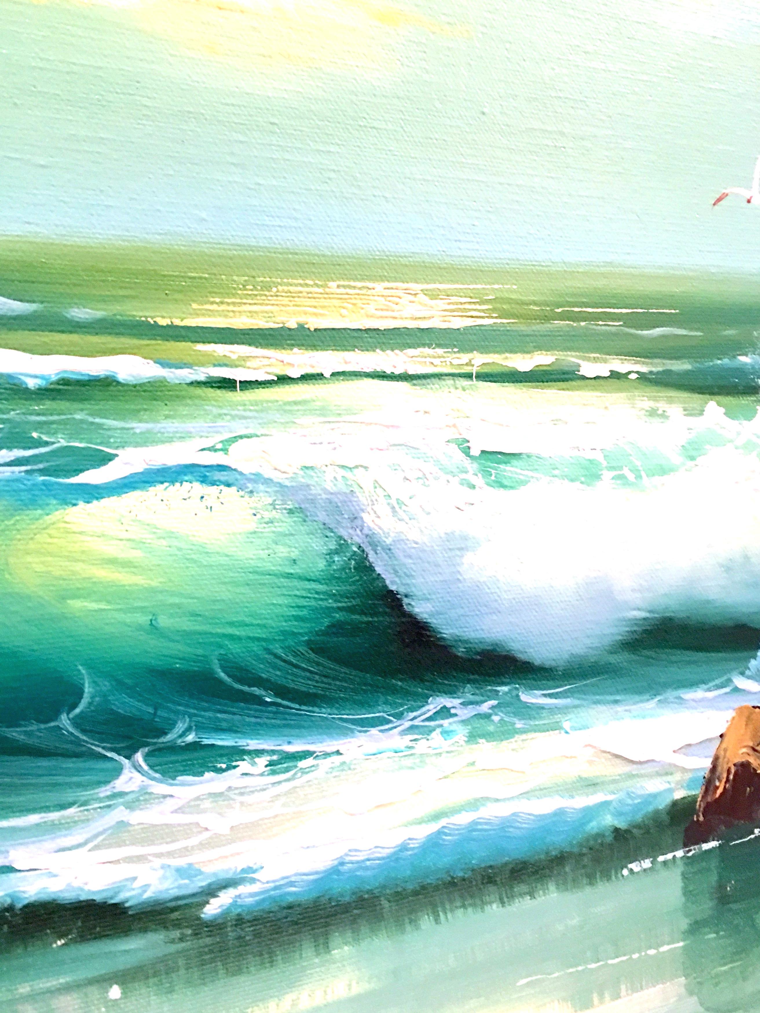 20th-Century Original Oil On Canvas Painting Ocean Scene  By, Cristi In Good Condition For Sale In West Palm Beach, FL