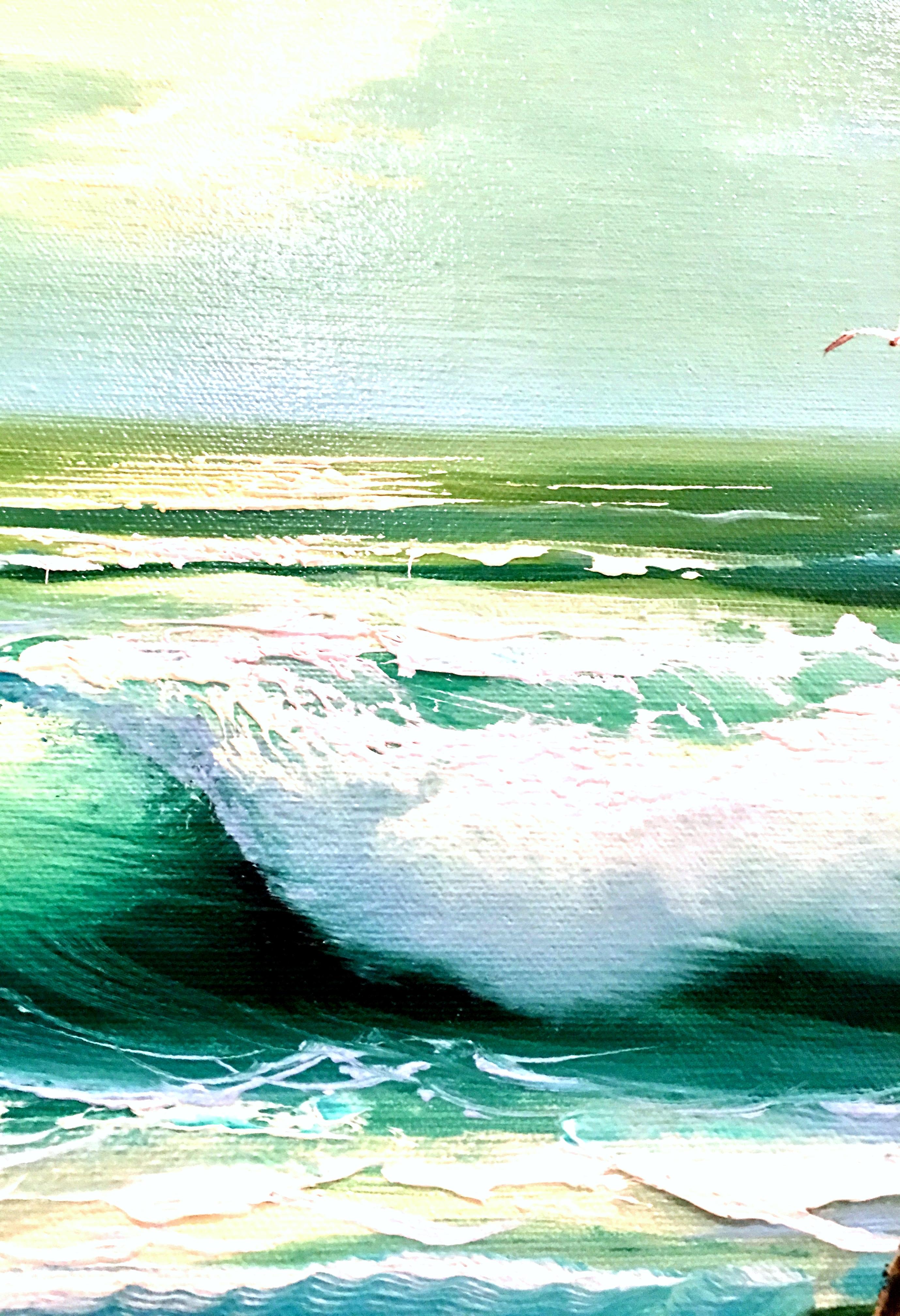 20th Century 20th-Century Original Oil On Canvas Painting Ocean Scene  By, Cristi For Sale