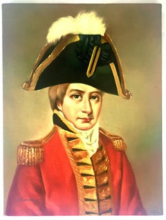 Midcentury Original Oil On Canvas Painting "French General", Signed