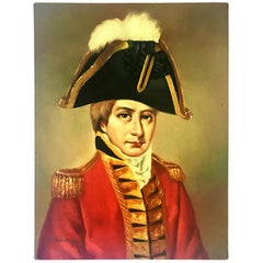 Midcentury Original Oil On Canvas Painting "French General", Signed