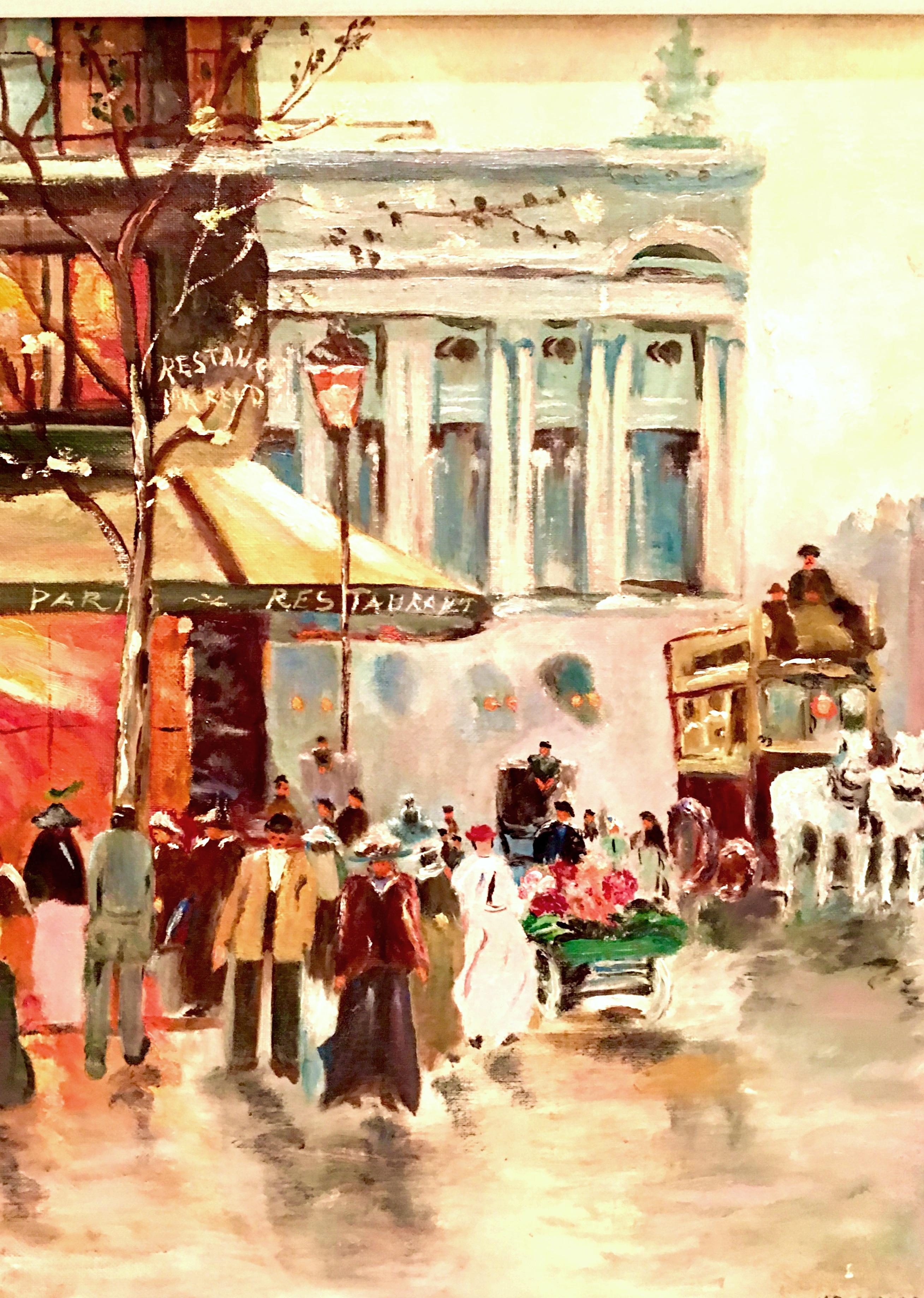 20th Century Midcentury Original Oil on Canvas Painting Paris Street Scene by, N. Proudlock