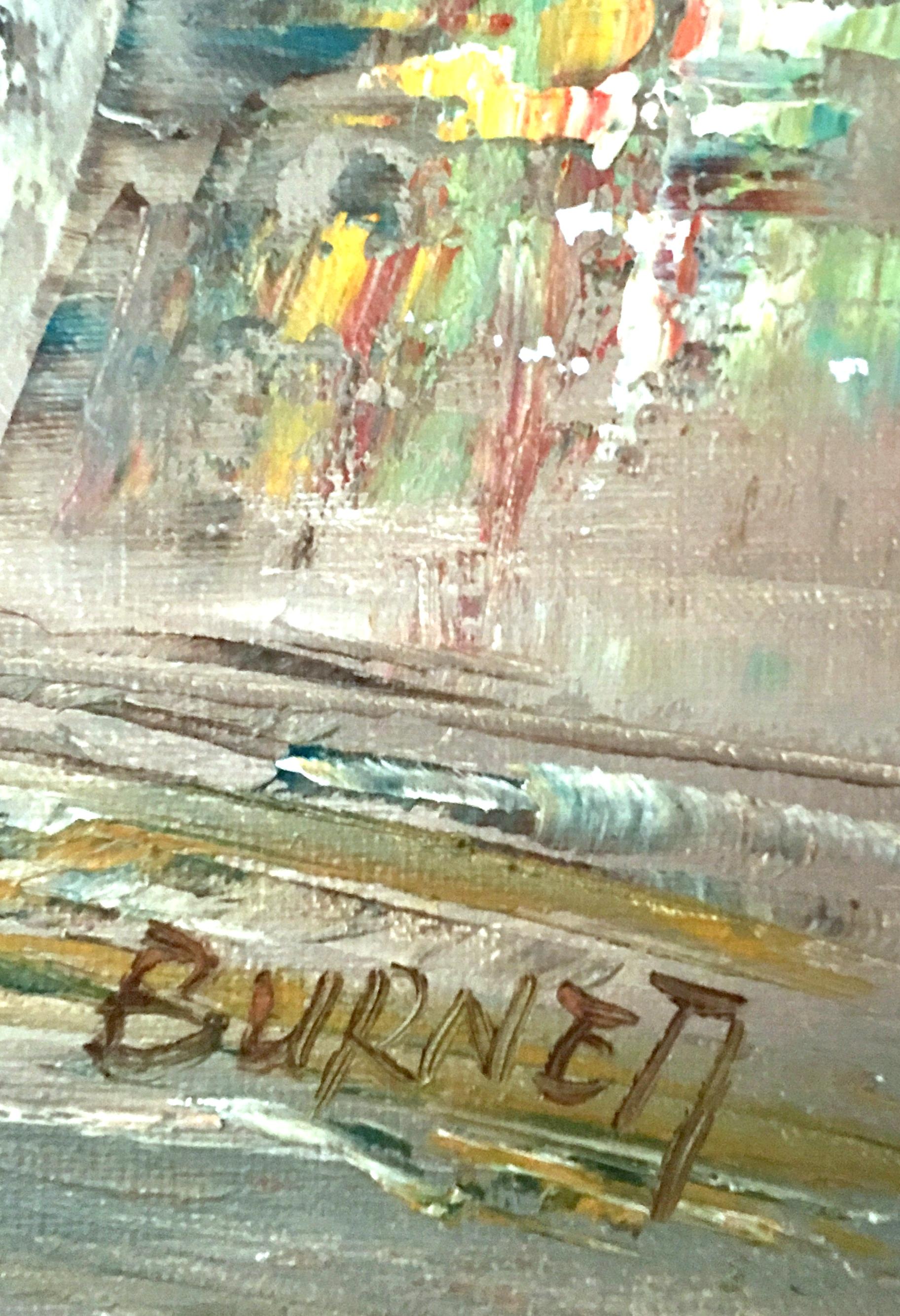 20th Century Original Oil on Canvas Paris Street Scene Painting by C. Burnett For Sale 5
