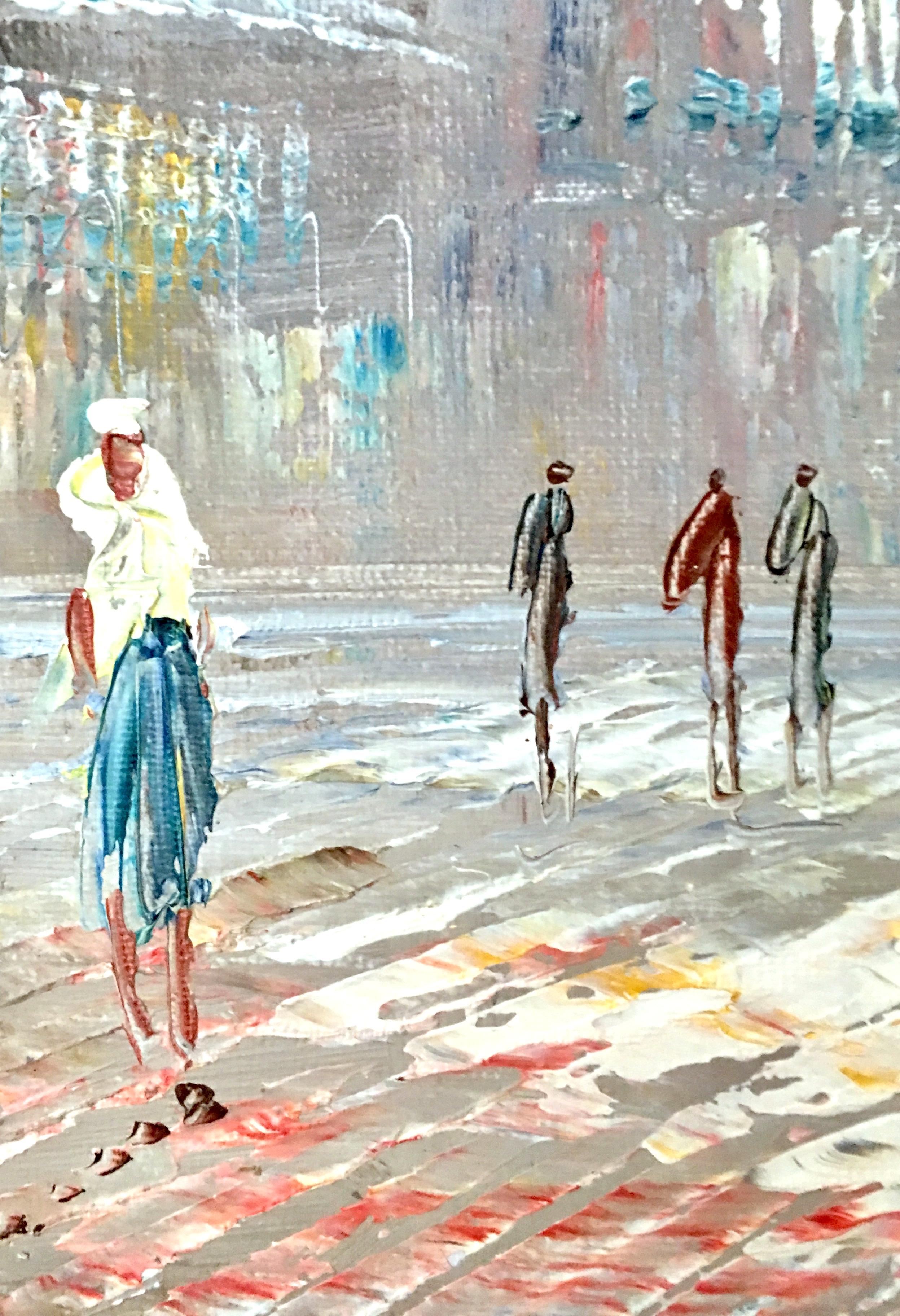 20th Century Original Oil on Canvas Paris Street Scene Painting by C. Burnett In Good Condition For Sale In West Palm Beach, FL