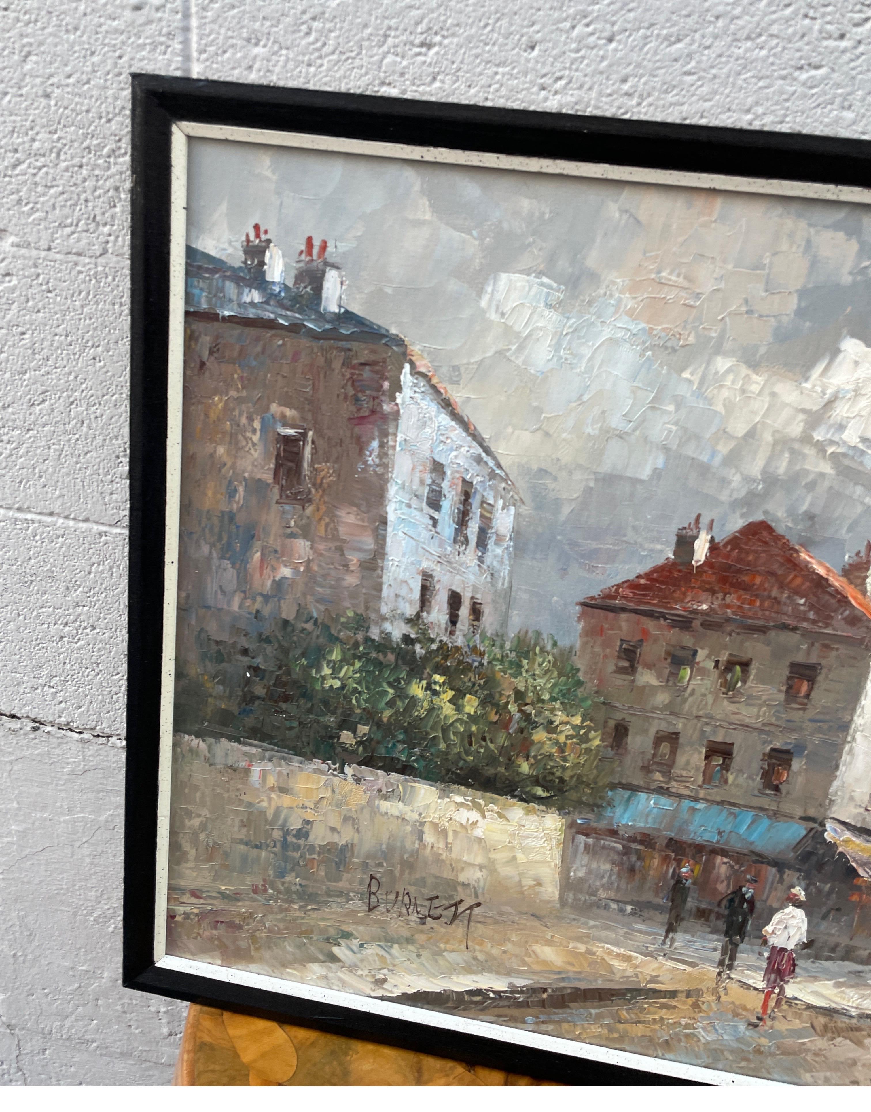 Mid Century Original Oil Painting of Paris Street Scene 1