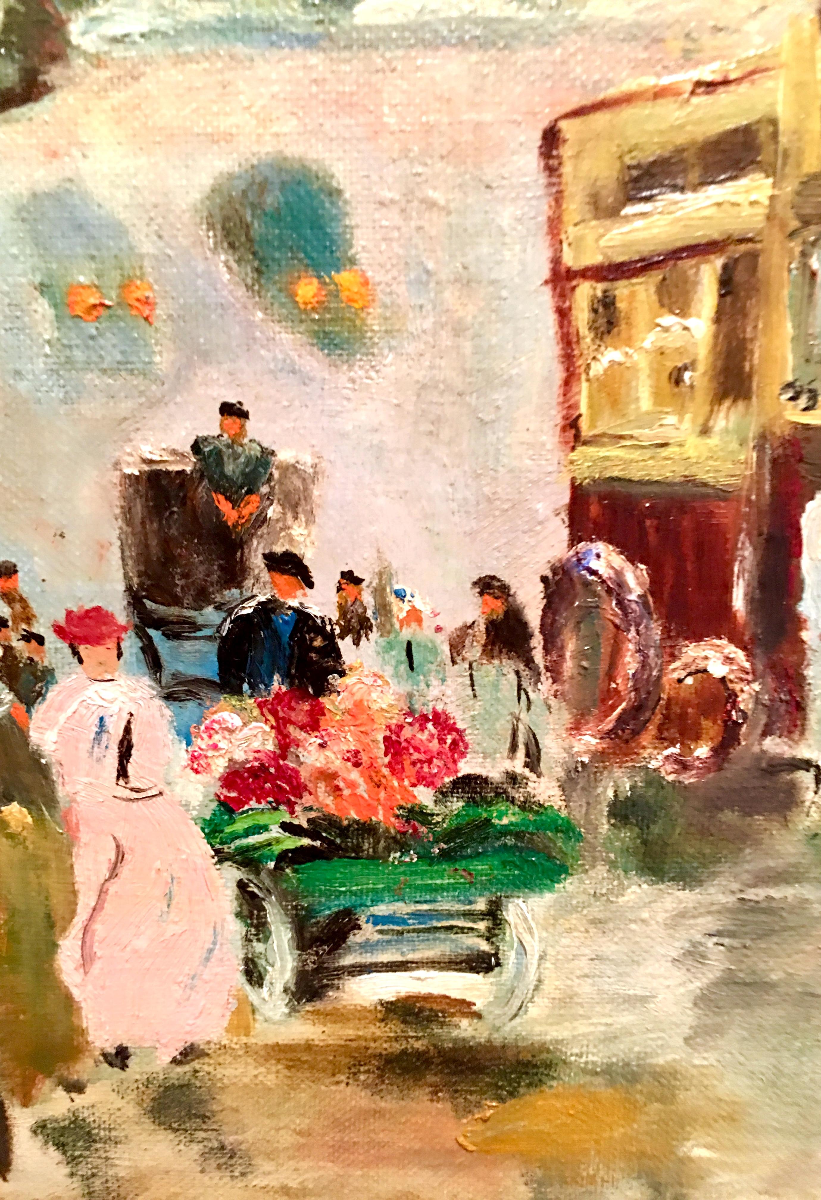 20th Century Mid-Century Original Oil On Canvas Painting Paris Street Scene By, N. Proudlock For Sale