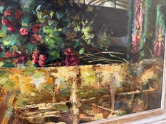 Mid century original painting with wide light color frame